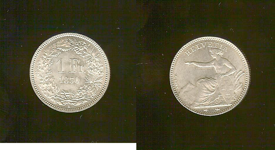 SUISSE 1 Franc Helvetia assise 1850 Paris SPL+